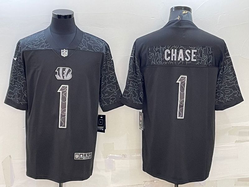 Men Cincinnati Bengals 1 Chase Black Reflector 2022 Nike Limited NFL Jersey